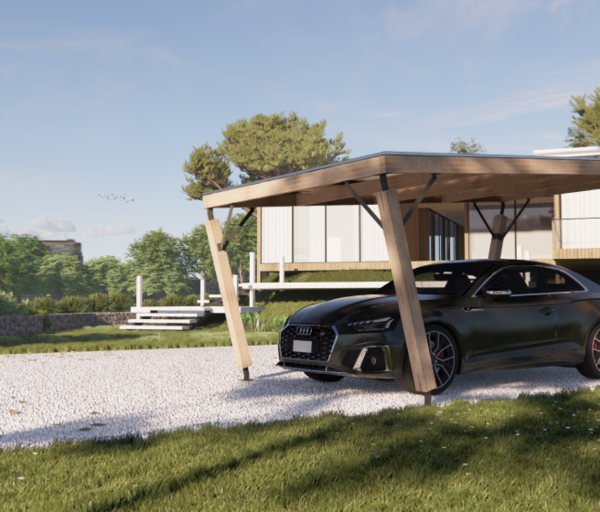 Carport Solaire T1 avec une voiture